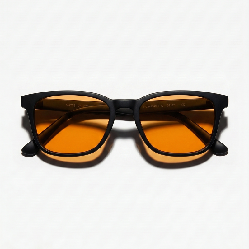 Skopos Monk Lens in matte black – amber-lens glasses for screen focus